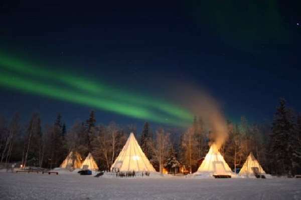 Shangrala's Northern Lights Over Teepees