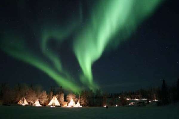 Shangrala's Northern Lights Over Teepees