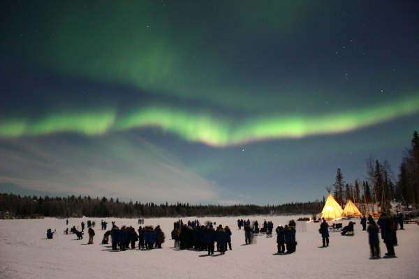 Shangrala's Northern Lights Over Teepees